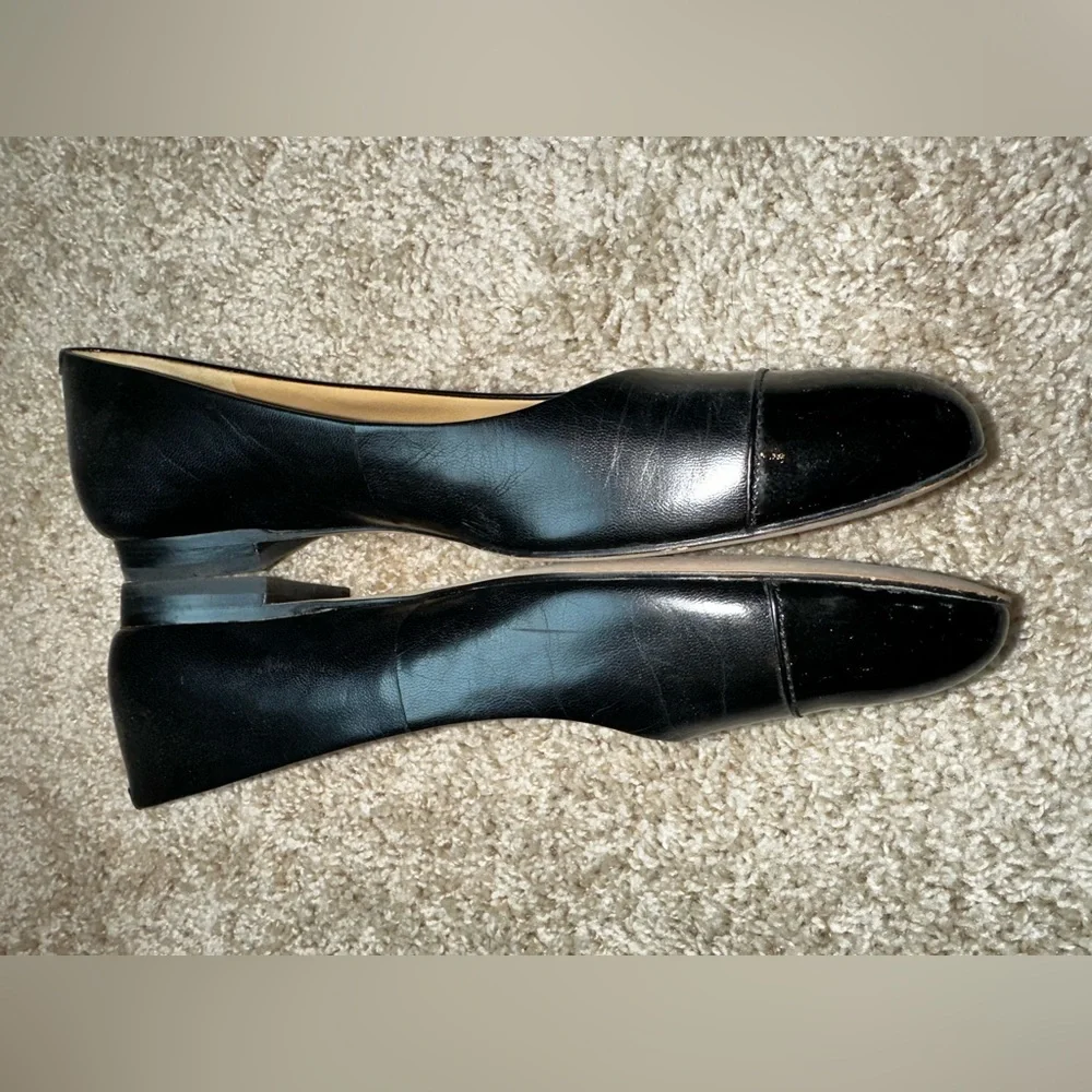 Trotters Shoes Womens 9N Narrow Black Leather With Patent Tip Flats - Picture 3 of 4